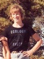 David Taylor wearing possibly the first ever (home-made) Ecology Party T-shirt